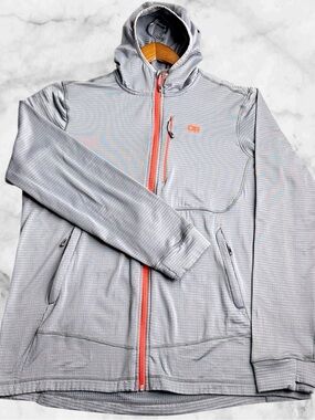 Outdoor Research Vigor Grid Fleece Hoodie Mens XL Gray Full Zip Technical Jacket